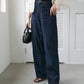 US cotton denim straight pants (navy) *JP