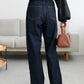 US cotton denim straight pants (navy) *JP