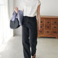 US cotton denim straight pants (black) *JP