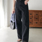 US cotton denim straight pants (black) *JP