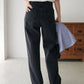 US cotton denim straight pants (black) *JP