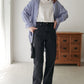 US cotton denim straight pants (black) *JP