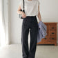 US cotton denim straight pants (black) *JP