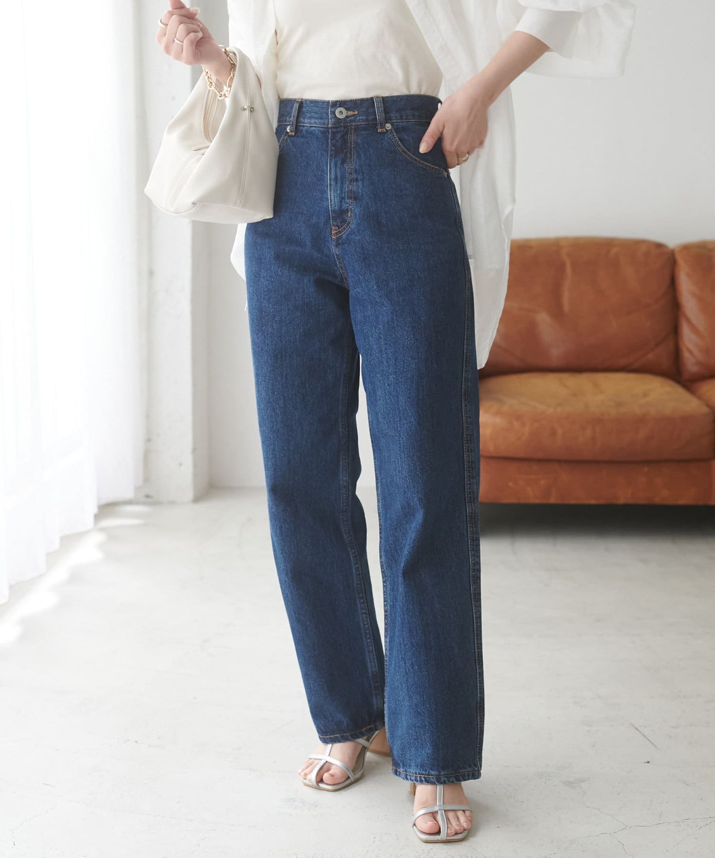 US cotton denim straight pants (blue) *JP