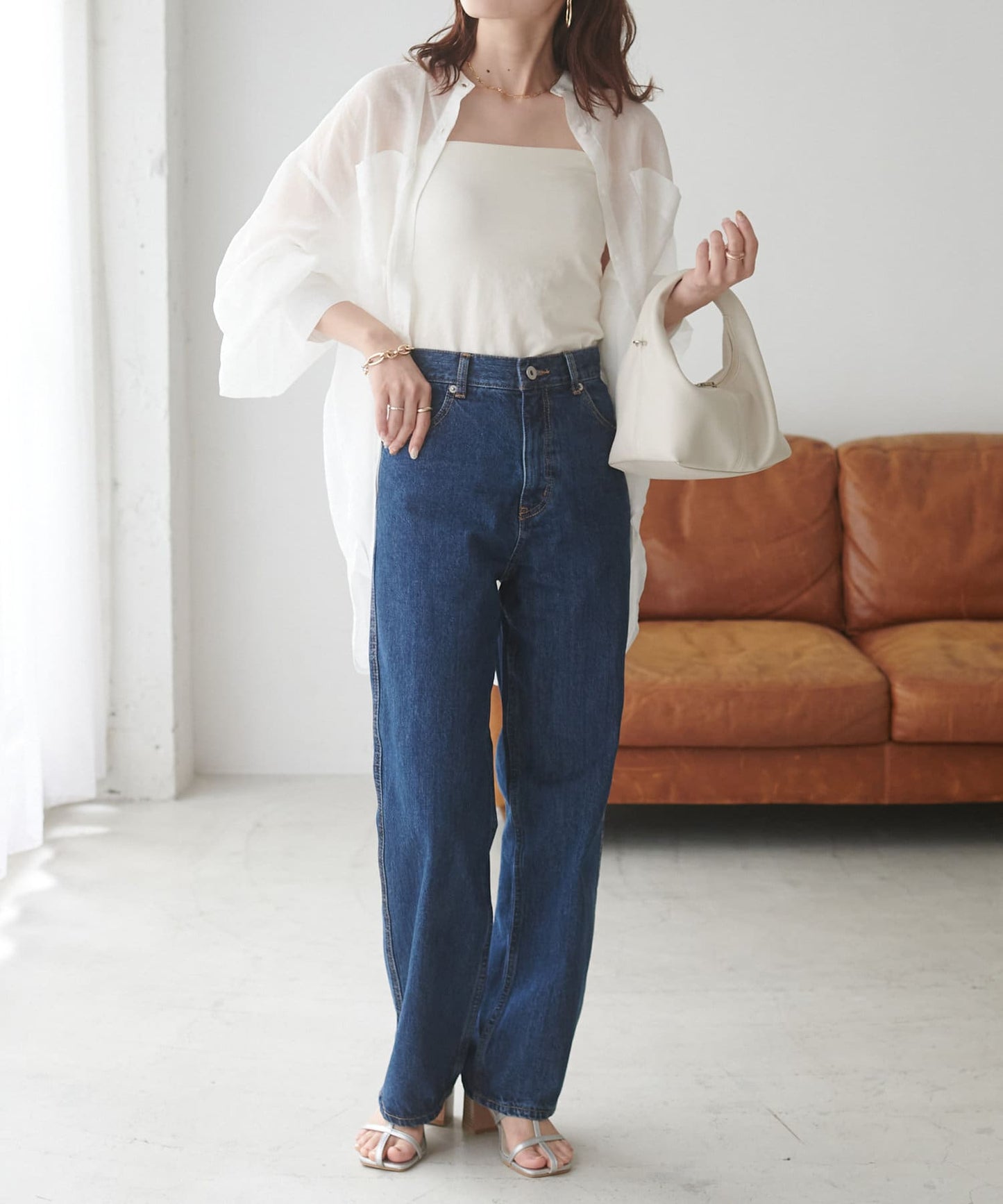 US cotton denim straight pants (blue) *JP