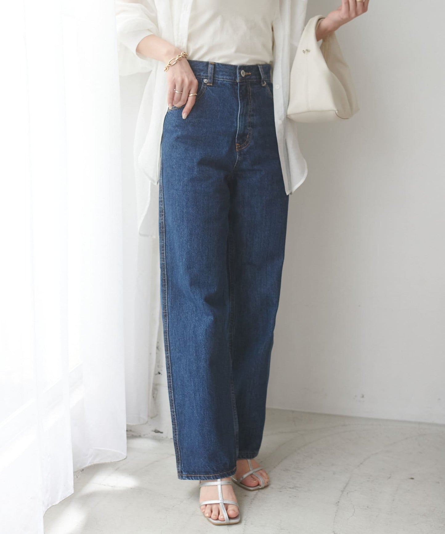 US cotton denim straight pants (blue) *JP