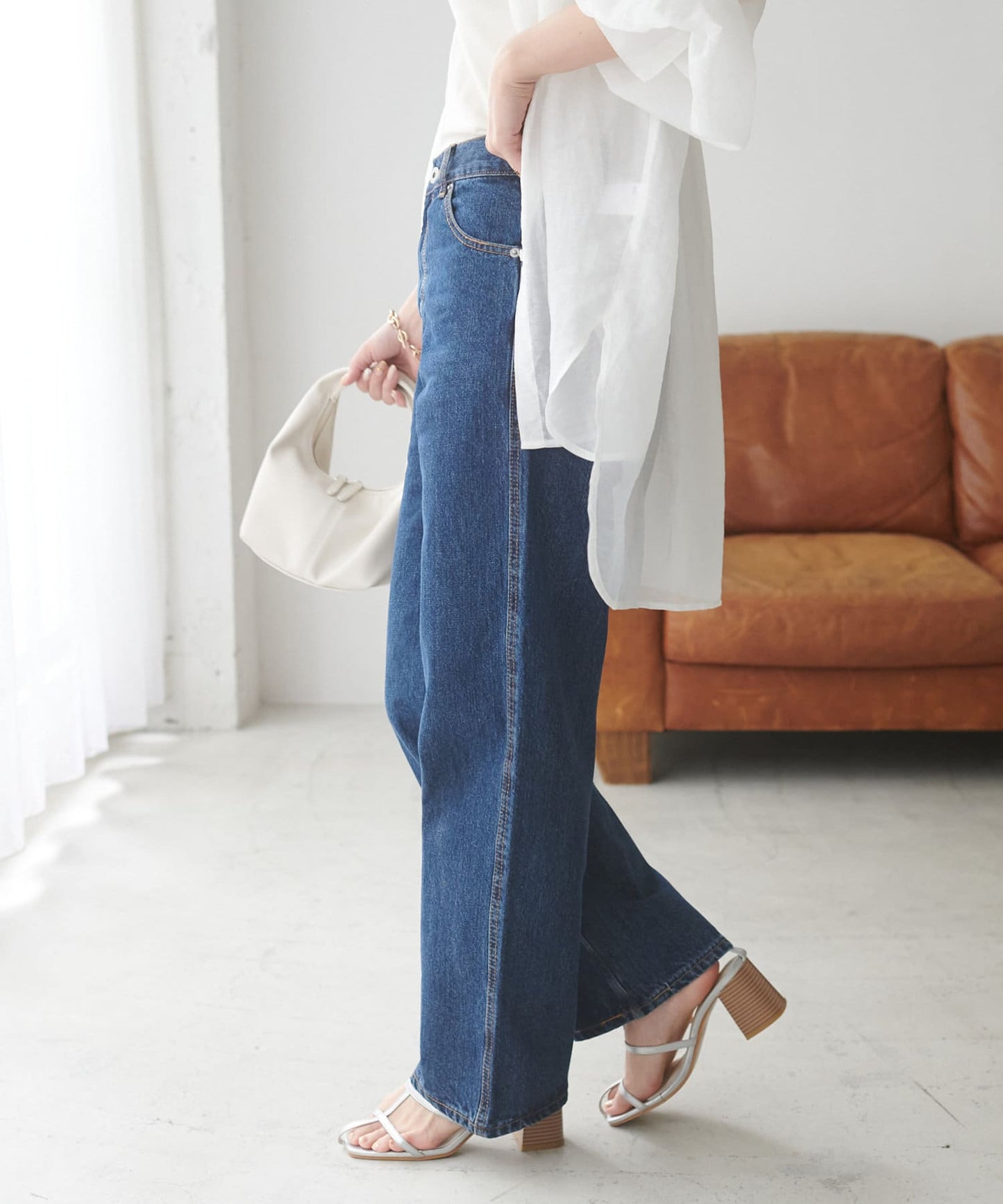 US cotton denim straight pants (blue) *JP