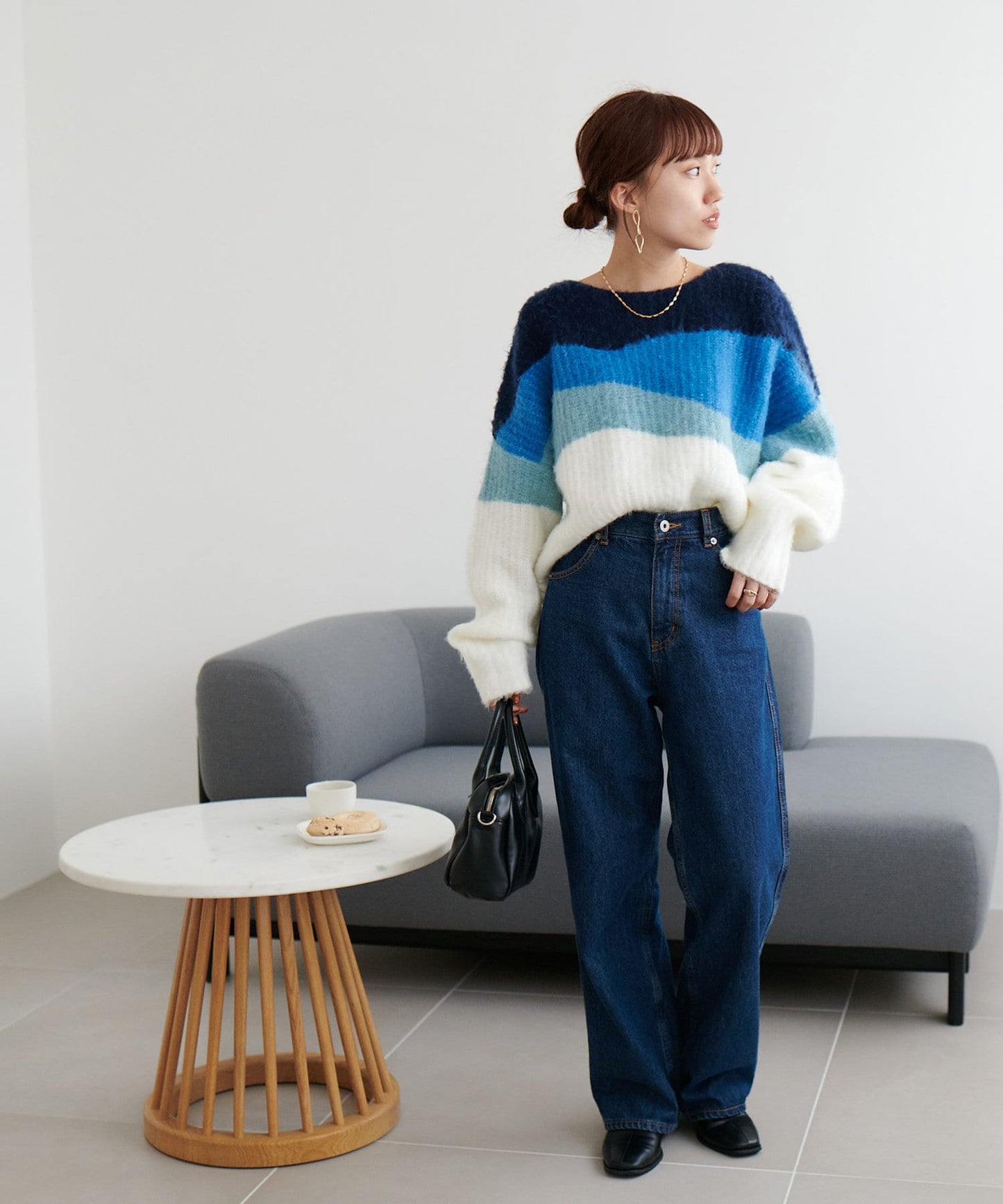 US cotton denim straight pants (blue) *JP