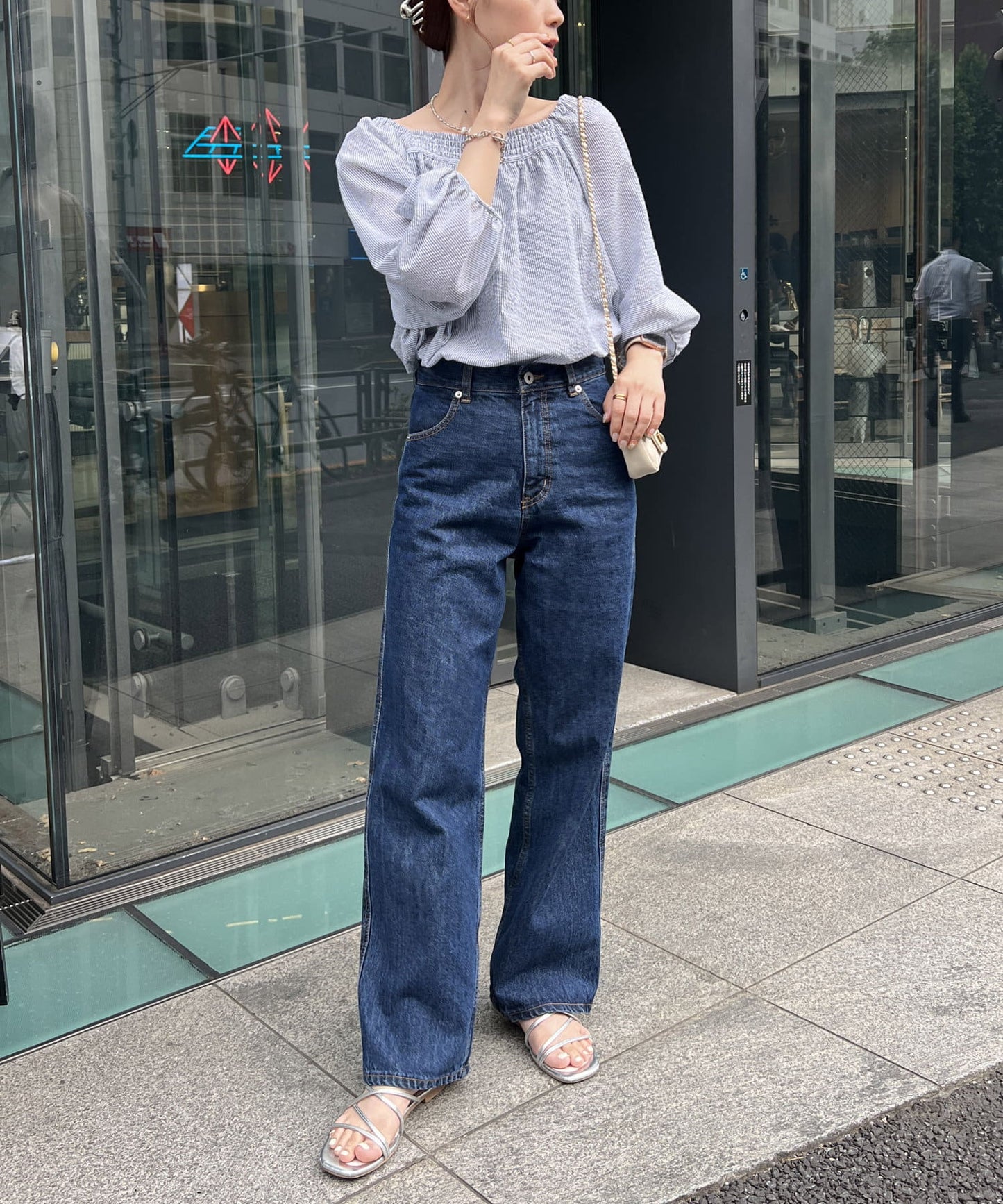 US cotton denim straight pants (blue) *JP