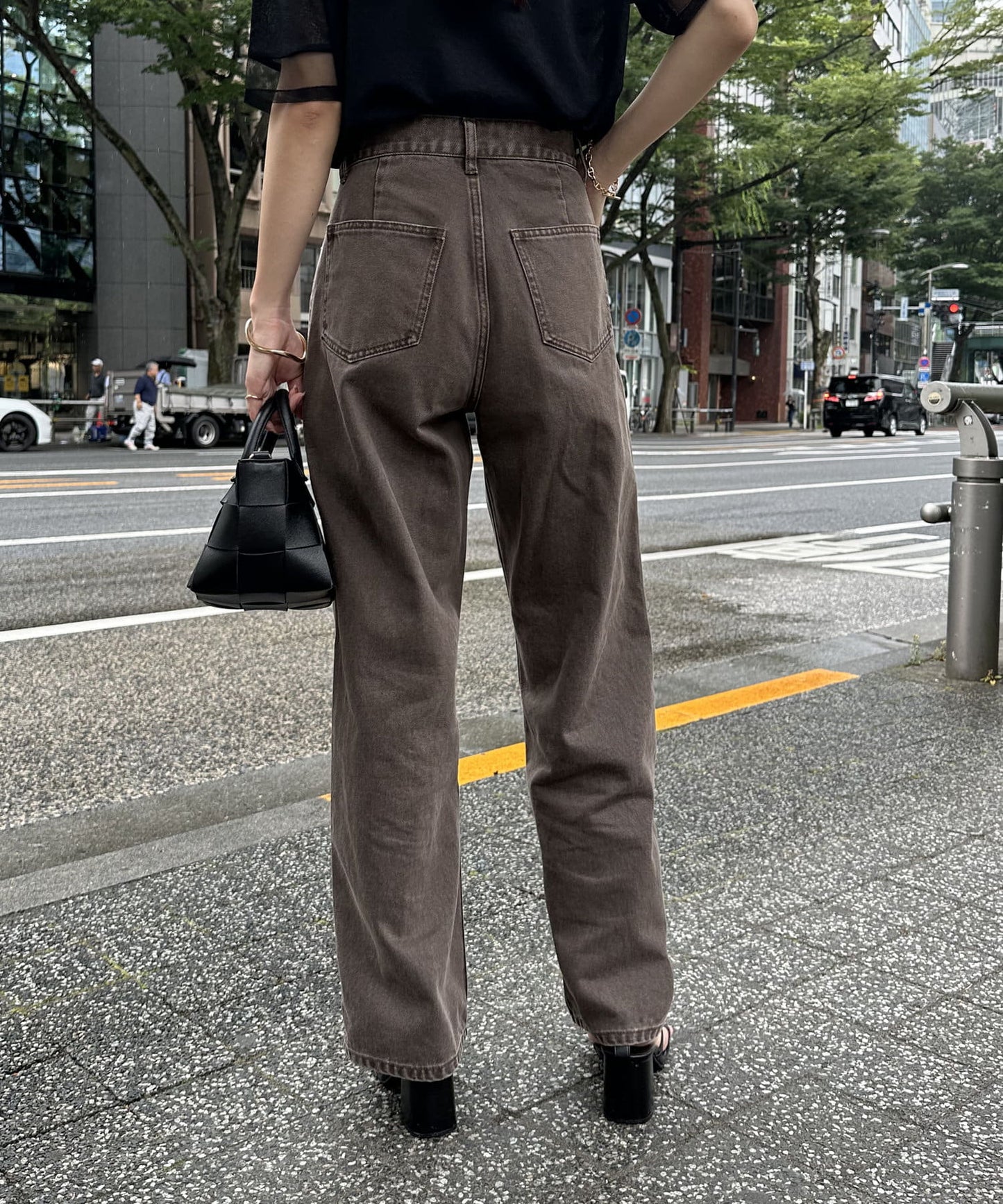 US cotton denim straight pants (brown) *JP