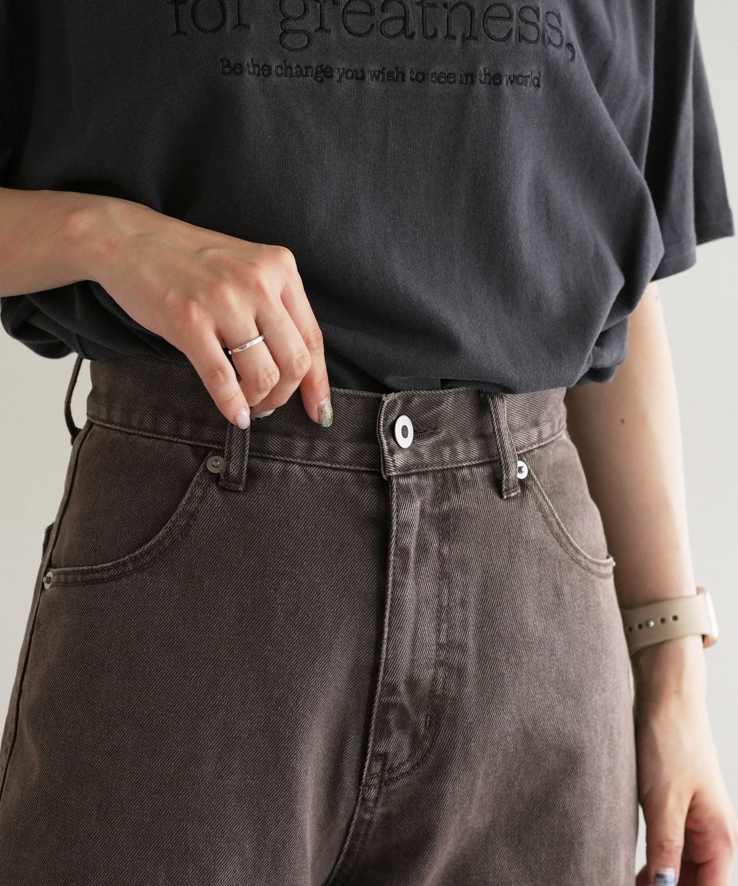 US cotton denim straight pants (brown) *JP