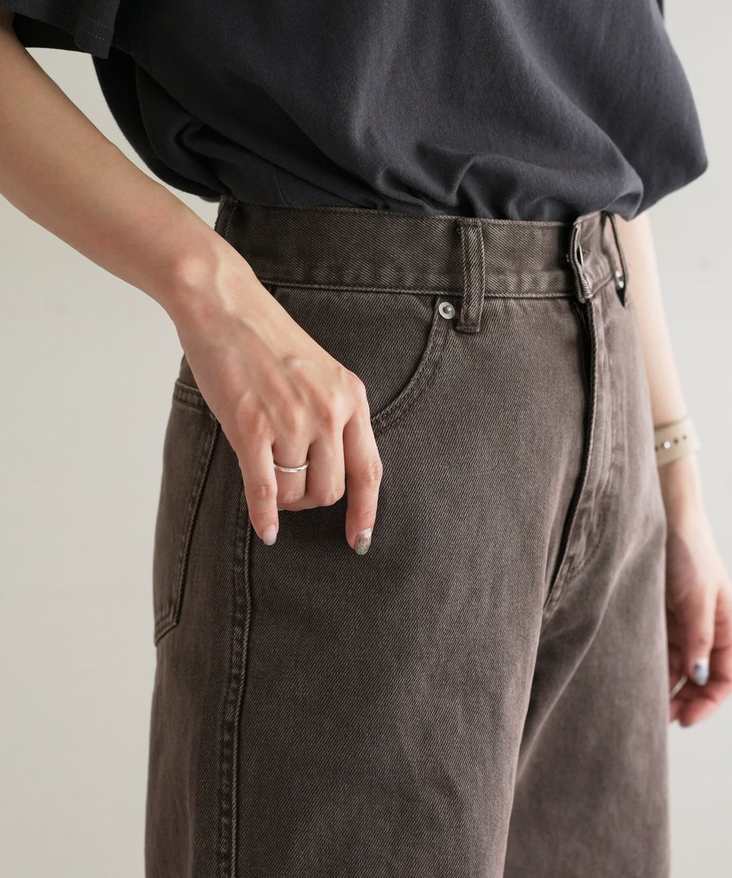 US cotton denim straight pants (brown) *JP