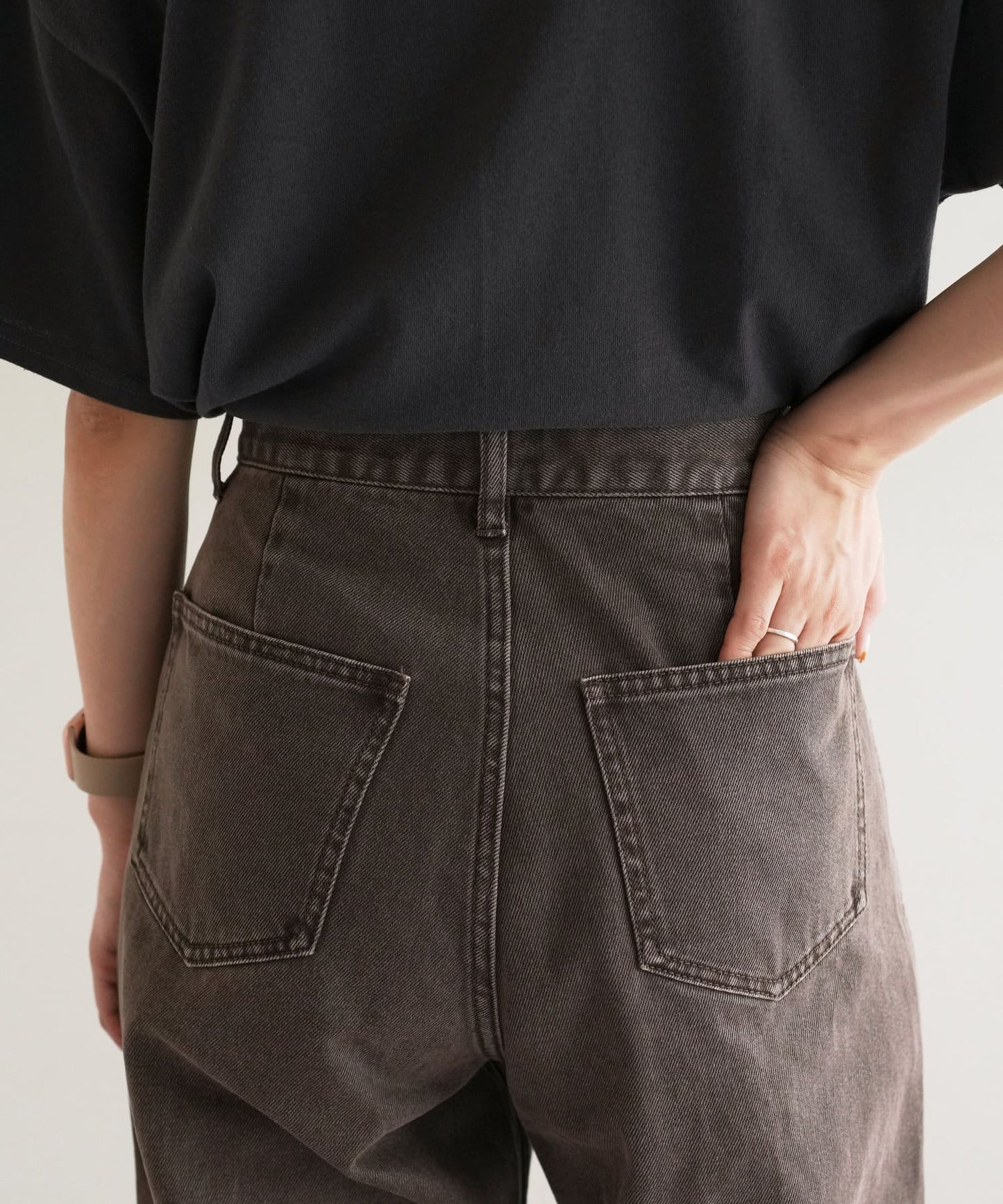 US cotton denim straight pants (brown) *JP