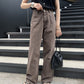 US cotton denim straight pants (brown) *JP