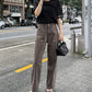 US cotton denim straight pants (brown) *JP