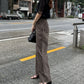 US cotton denim straight pants (brown) *JP