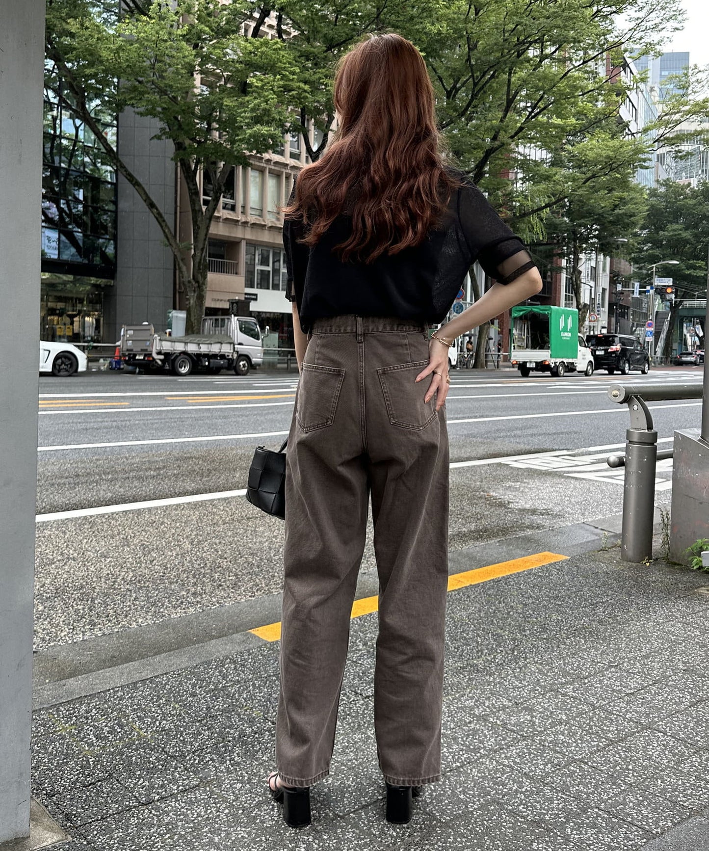 US cotton denim straight pants (brown) *JP