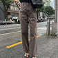 US cotton denim straight pants (brown) *JP