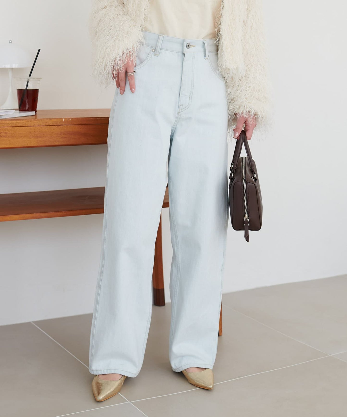 US cotton denim straight pants (light blue) *JP