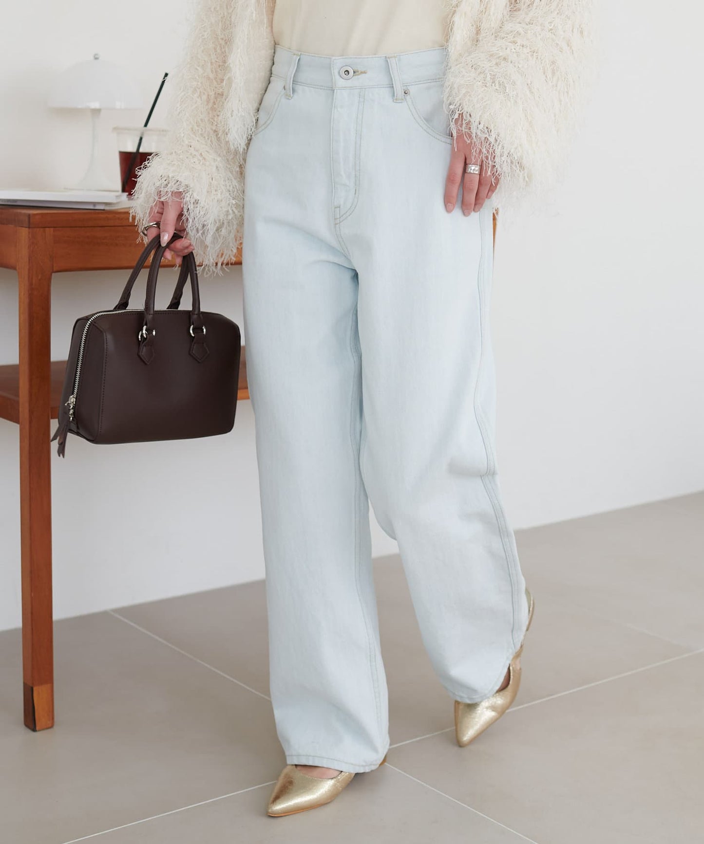 US cotton denim straight pants (light blue) *JP