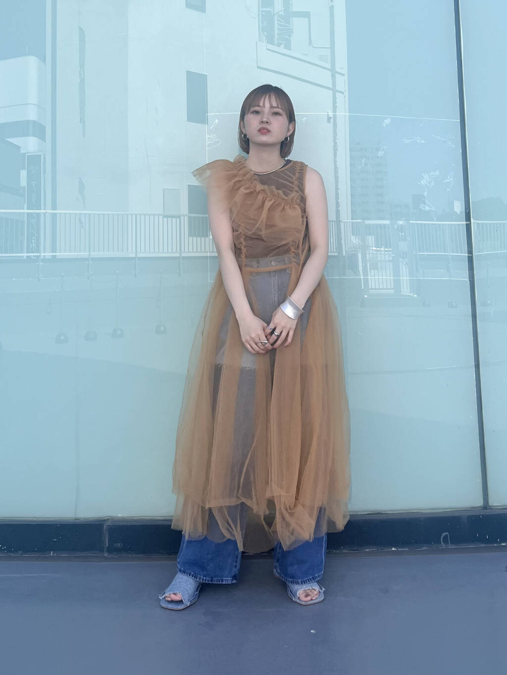 『高橋愛×KBF』frilled tulle dress (apricot) *JP