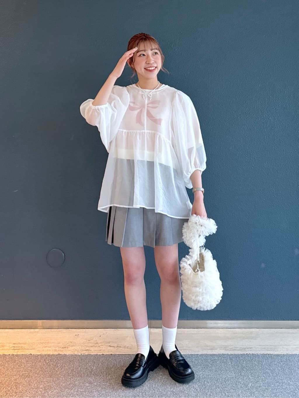 organdy volume blouse (white) *JP