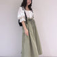 2way nylon gathered skirt (khaki) *JP