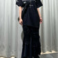 cut out gather skirt (black) *JP