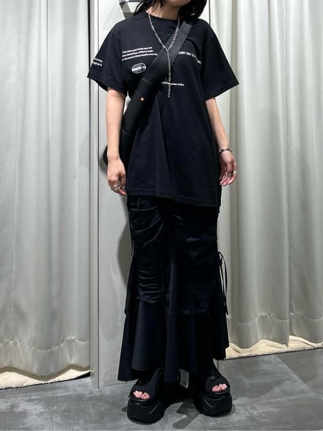 cut out gather skirt (black) *JP