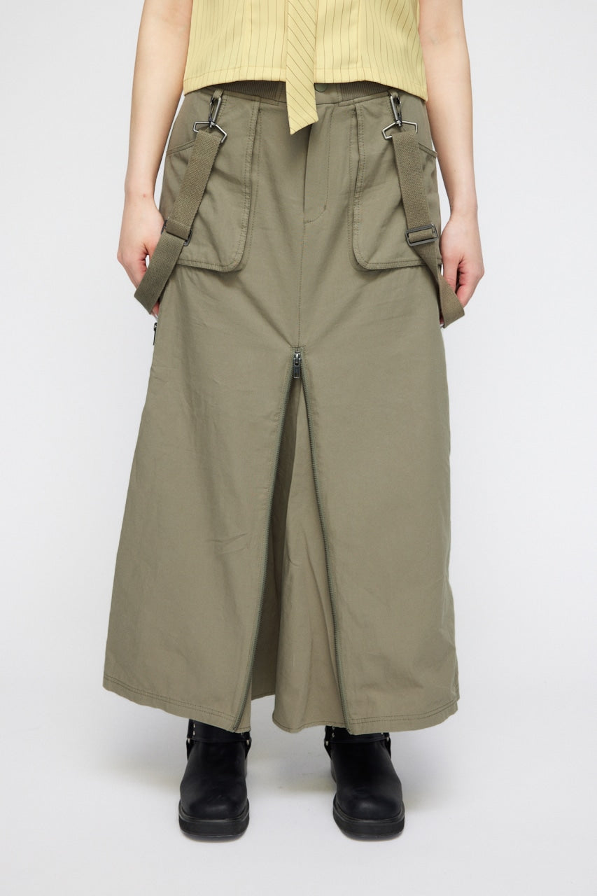 suspender maxi skirt (light khaki) *JP