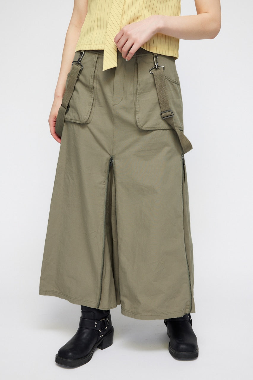 suspender maxi skirt (light khaki) *JP