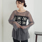 shirring tulle top (charcoal) *JP