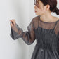 shirring tulle top (charcoal) *JP