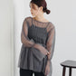 shirring tulle top (charcoal) *JP