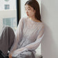 shirring tulle top (light grey) *JP