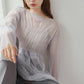 shirring tulle top (light grey) *JP