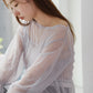 shirring tulle top (light grey) *JP