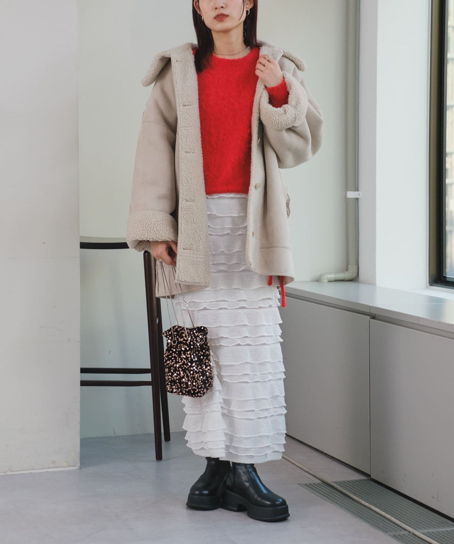 layer frill skirt (ivory) *JP