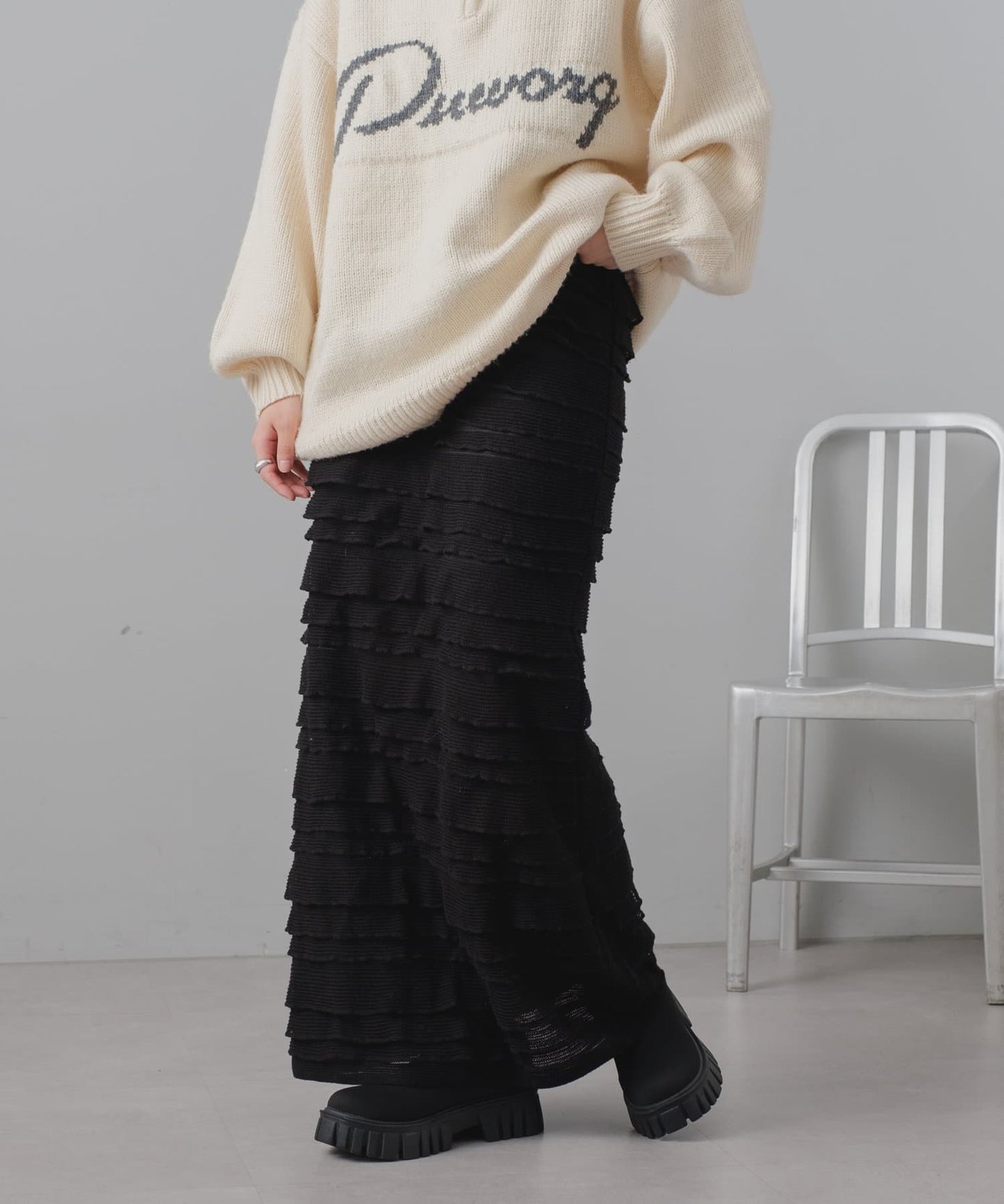 layer frill skirt (black) *JP