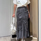 cut out gather skirt (grey) *JP