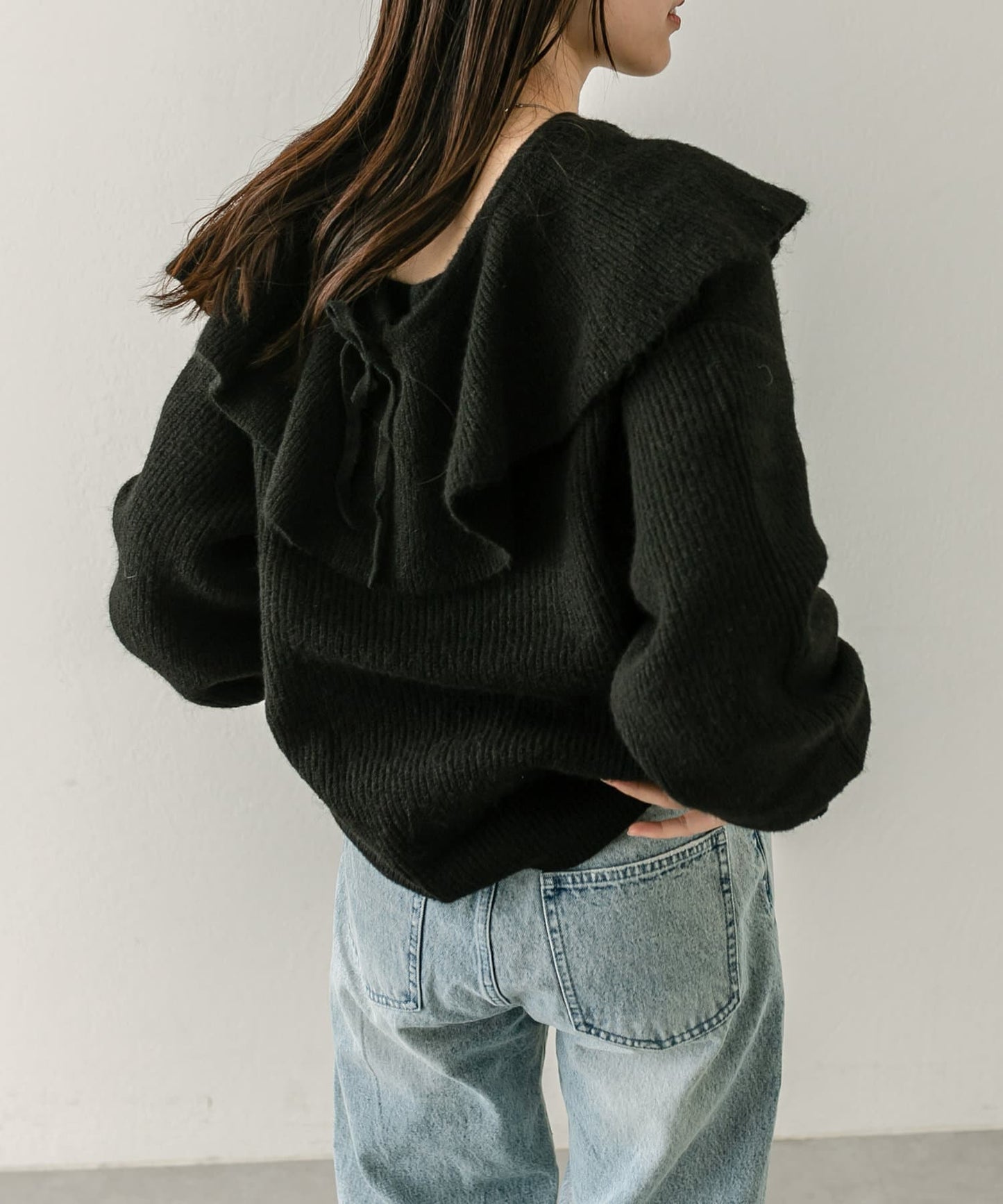 ruffle knit set (black) *JP