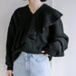 ruffle knit set (black) *JP