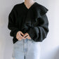 ruffle knit set (black) *JP