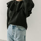 ruffle knit set (black) *JP