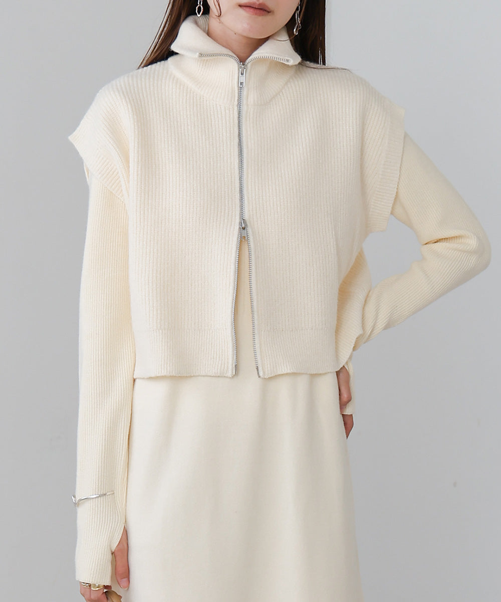 double zip knit set (ivory) *JP