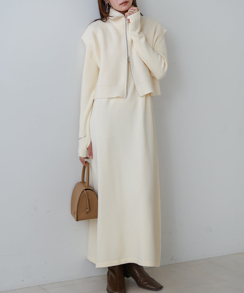 double zip knit set (ivory) *JP