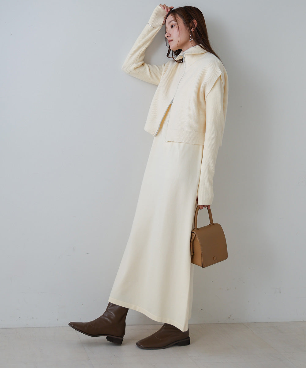 double zip knit set (ivory) *JP