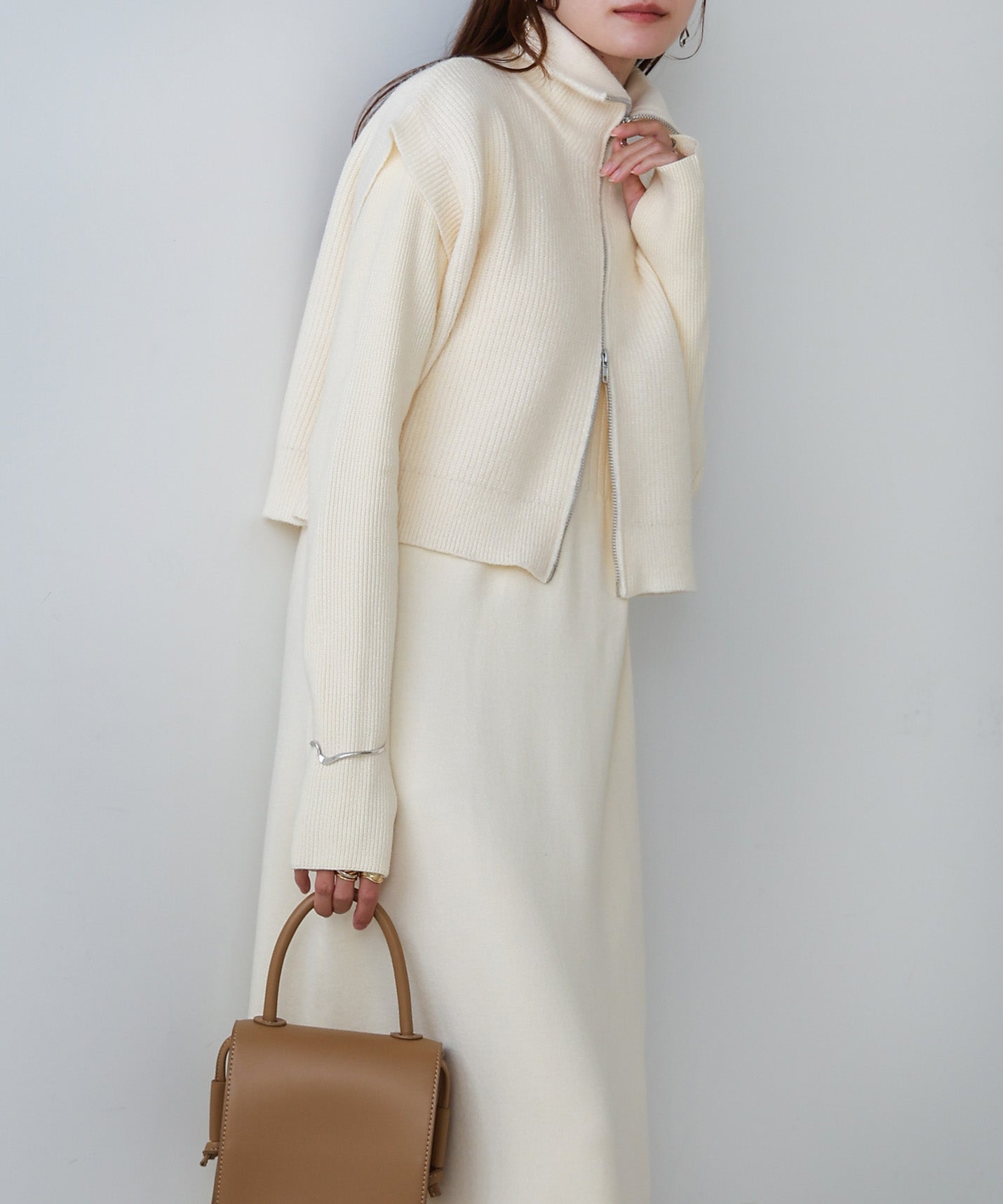 double zip knit set (ivory) *JP