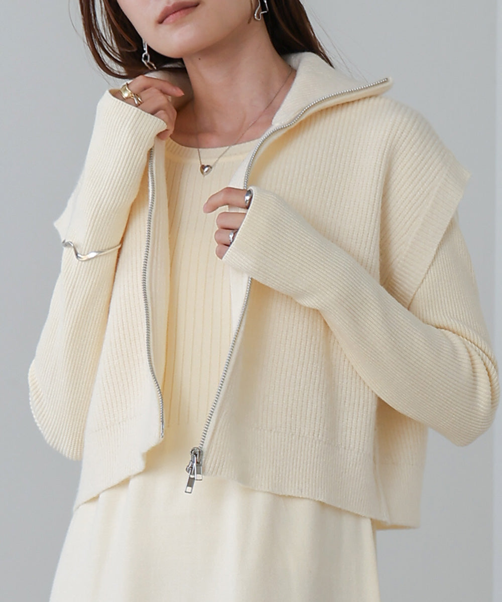 double zip knit set (ivory) *JP