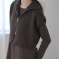 double zip knit set (charcoal) *JP